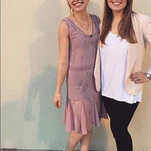 Rose pink vintage beaded dress